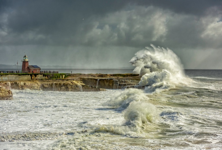 King Tides and El Nino storm combine for monster waves battering Santa Cruz Lighthouse point.