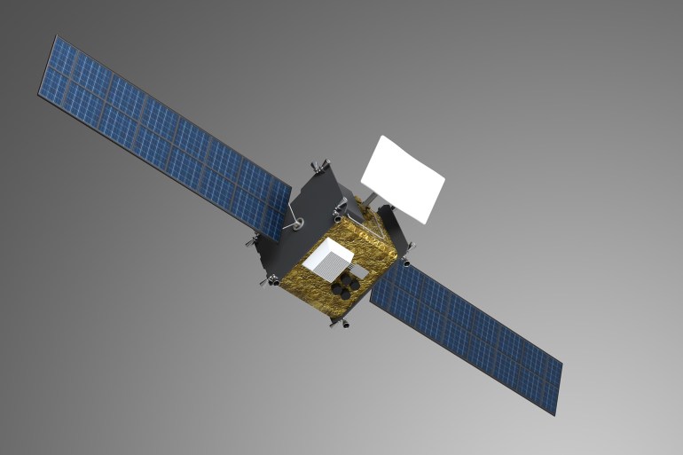 satellite on grey background - 3D rendering